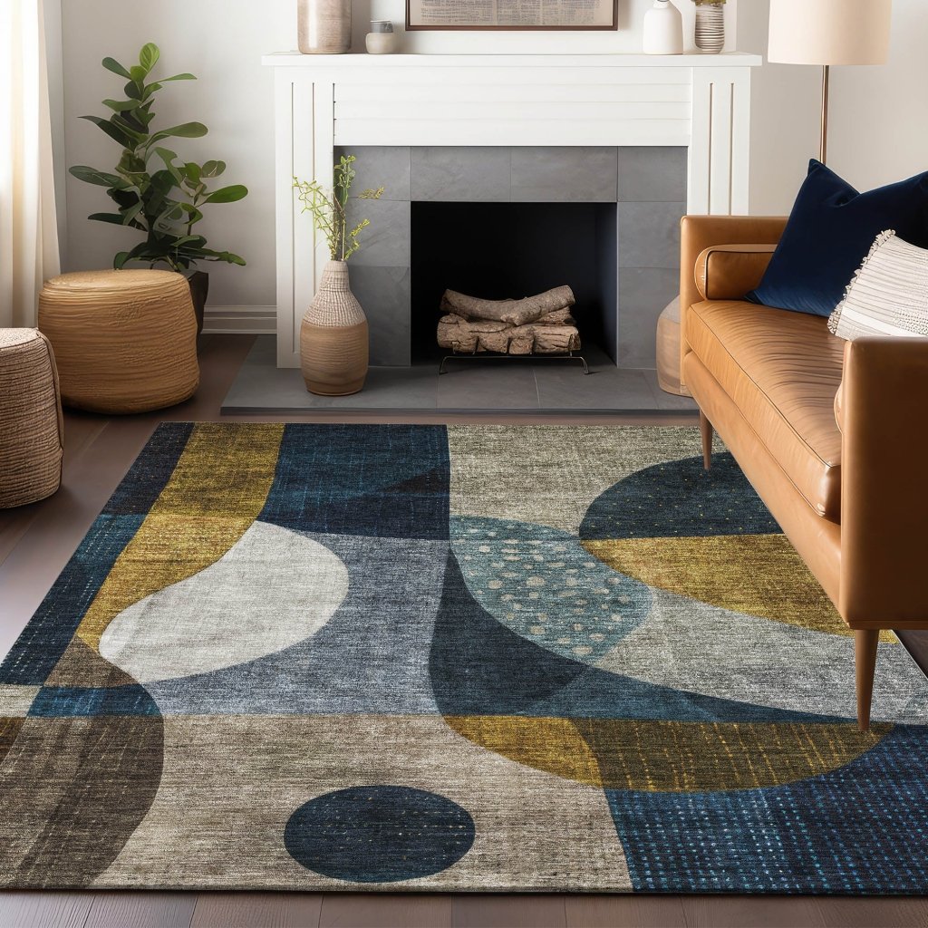LOOMLAN Rugs Seraphine Blue Washable Indoor-Outdoor Rug