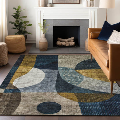 LOOMLAN Rugs Seraphine Blue Washable Indoor-Outdoor Rug