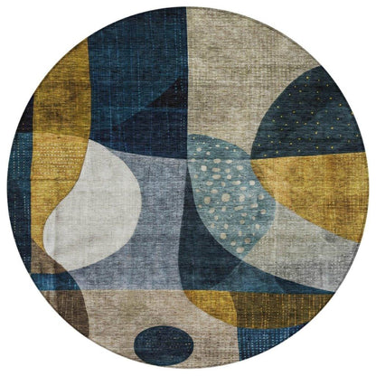 LOOMLAN Rugs Seraphine Blue Washable Indoor-Outdoor Rug