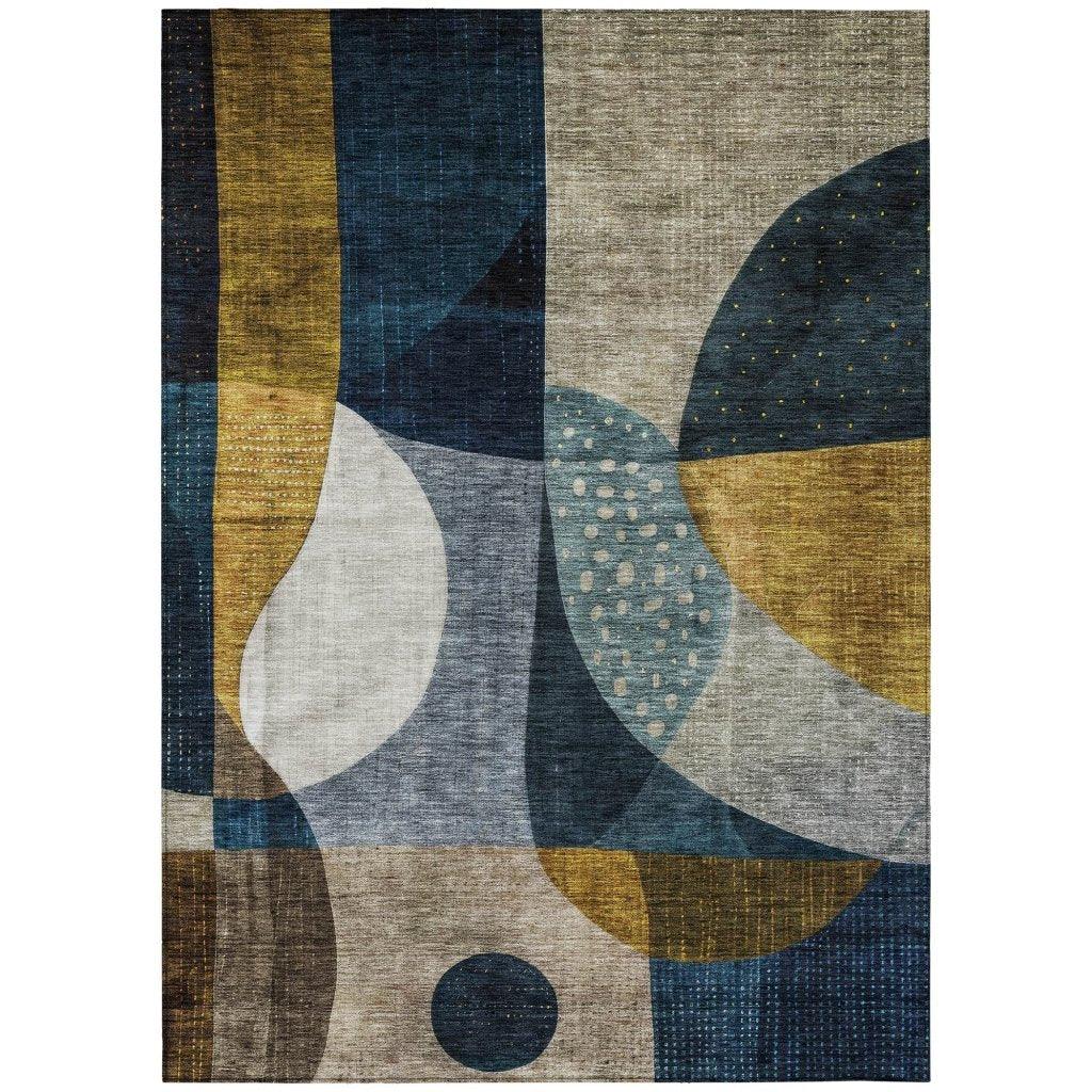 LOOMLAN Rugs Seraphine Blue Washable Indoor-Outdoor Rug