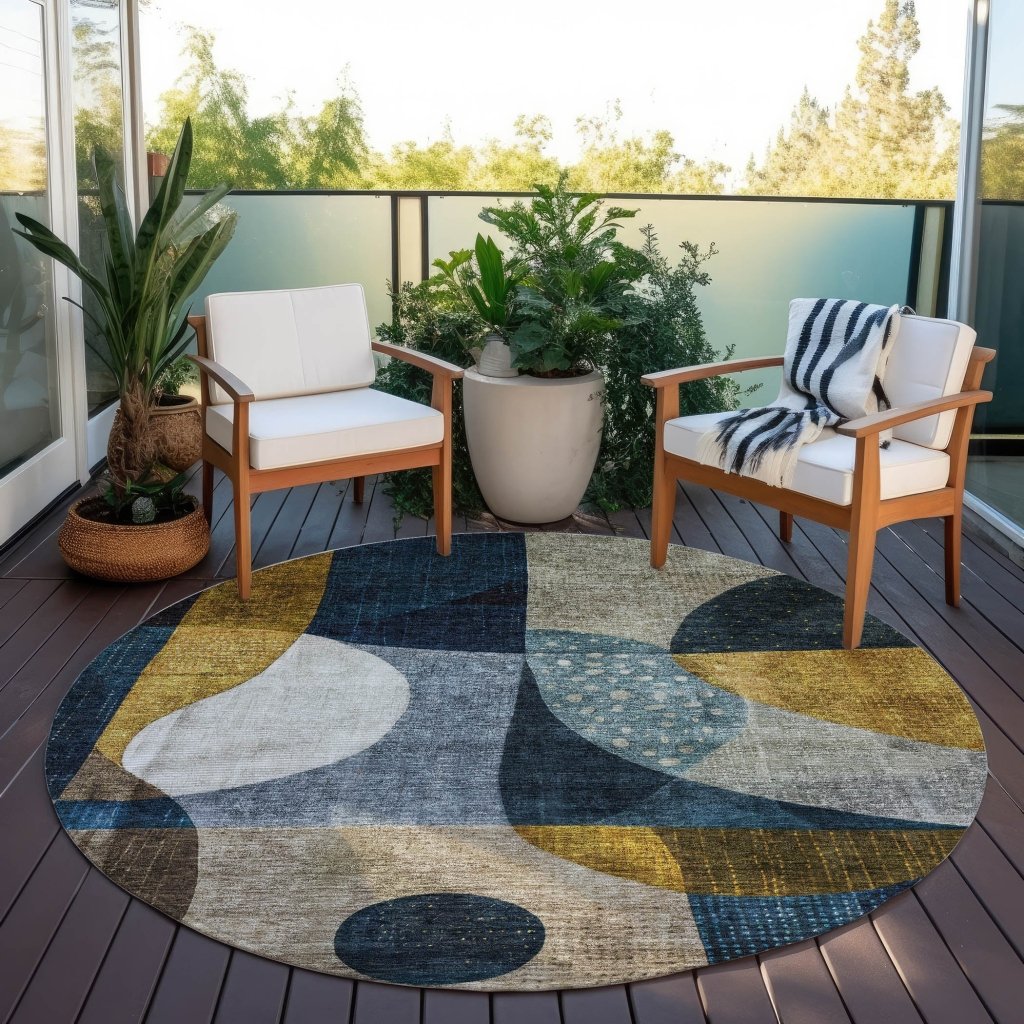 LOOMLAN Rugs Seraphine Blue Washable Indoor-Outdoor Rug