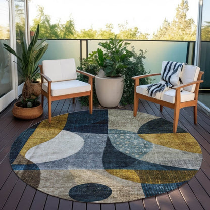 LOOMLAN Rugs Seraphine Blue Washable Indoor-Outdoor Rug