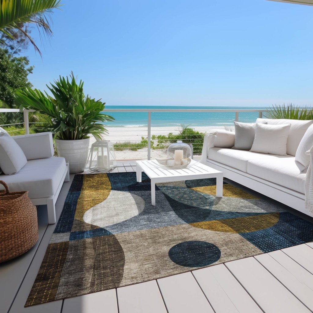 LOOMLAN Rugs Seraphine Blue Washable Indoor-Outdoor Rug