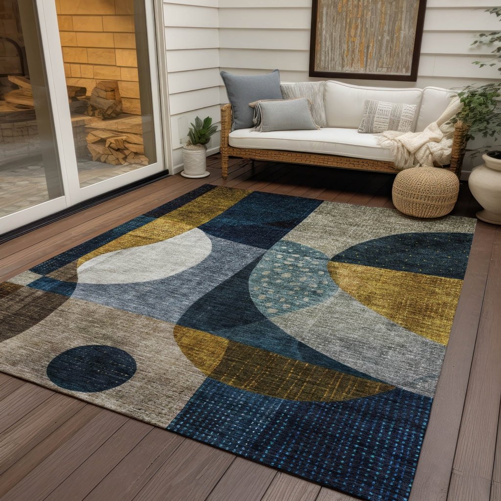 LOOMLAN Rugs Seraphine Blue Washable Indoor-Outdoor Rug