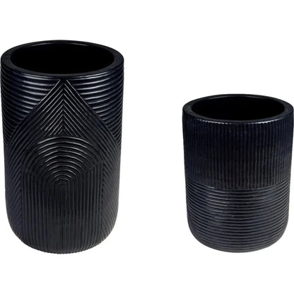 Serenity Black Outdoor Planter Set of 2 - LOOMLAN - Seasonal Living - Planters