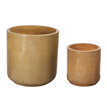 Serenity Textured Ceramic Patio Planter (Set Of 2)