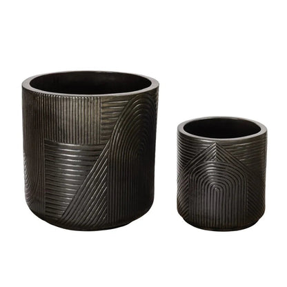 Serenity Textured Ceramic Patio Planter (Set Of 2)