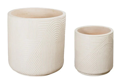 Serenity Textured Ceramic Patio Planter (Set Of 2) - LOOMLAN - Seasonal Living - Outdoor Accessories