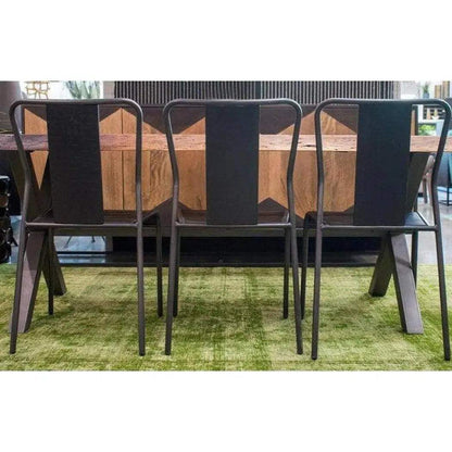 Set of 4 Black Dining Chairs SlatBack Wood Back and Seat Metal Frame - Sideboards and Things Accents_Silver, Back Type_Slat Back, Back Type_With Back, Brand_LH Imports, Color_Black, Features_Stackable, Finish_Antiqued, Legs Material_Metal, Materials_Metal, Metal Type_Iron, Metal Type_Steel, Number of Pieces_4PC Set, Product Type_Dining Height, Wood Species_Acacia