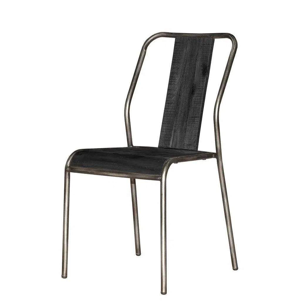 Set of 4 Black Dining Chairs SlatBack Wood Back and Seat Metal Frame - Sideboards and Things Accents_Silver, Back Type_Slat Back, Back Type_With Back, Brand_LH Imports, Color_Black, Features_Stackable, Finish_Antiqued, Legs Material_Metal, Materials_Metal, Metal Type_Iron, Metal Type_Steel, Number of Pieces_4PC Set, Product Type_Dining Height, Wood Species_Acacia