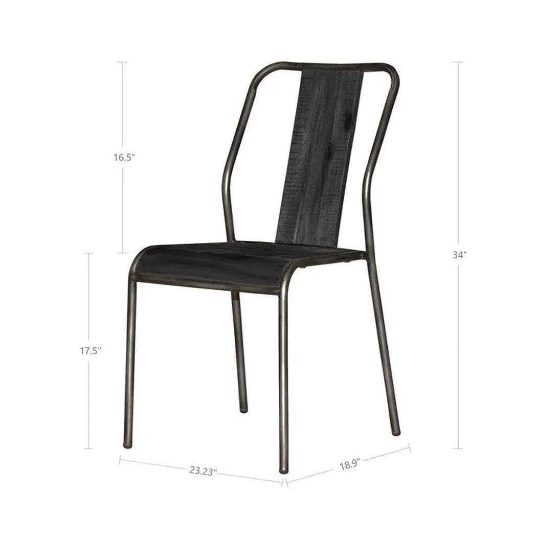 Set of 4 Black Dining Chairs SlatBack Wood Back and Seat Metal Frame - Sideboards and Things Accents_Silver, Back Type_Slat Back, Back Type_With Back, Brand_LH Imports, Color_Black, Features_Stackable, Finish_Antiqued, Legs Material_Metal, Materials_Metal, Metal Type_Iron, Metal Type_Steel, Number of Pieces_4PC Set, Product Type_Dining Height, Wood Species_Acacia