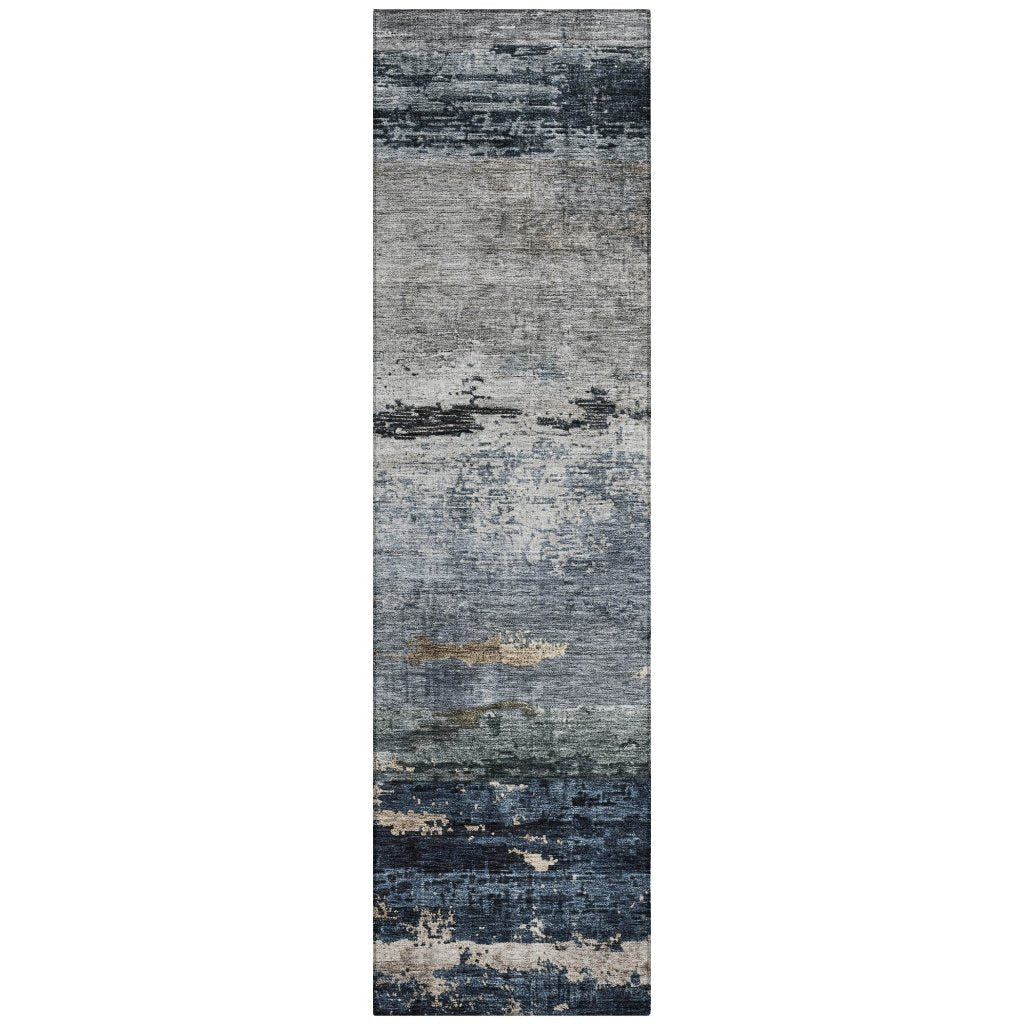 LOOMLAN Rugs Shafira Blue Washable Indoor-Outdoor Rug