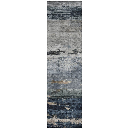 LOOMLAN Rugs Shafira Blue Washable Indoor-Outdoor Rug