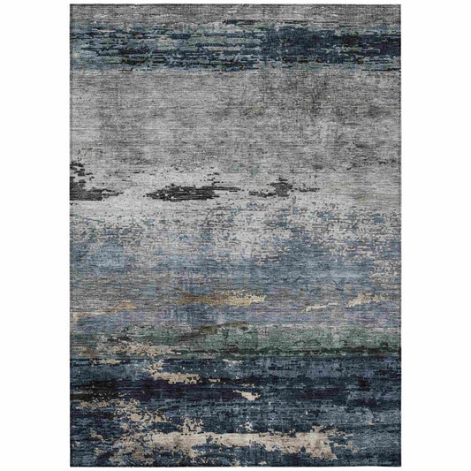 LOOMLAN Rugs Shafira Blue Washable Indoor-Outdoor Rug
