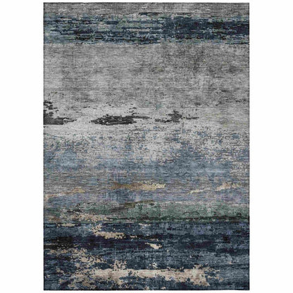 LOOMLAN Rugs Shafira Blue Washable Indoor-Outdoor Rug