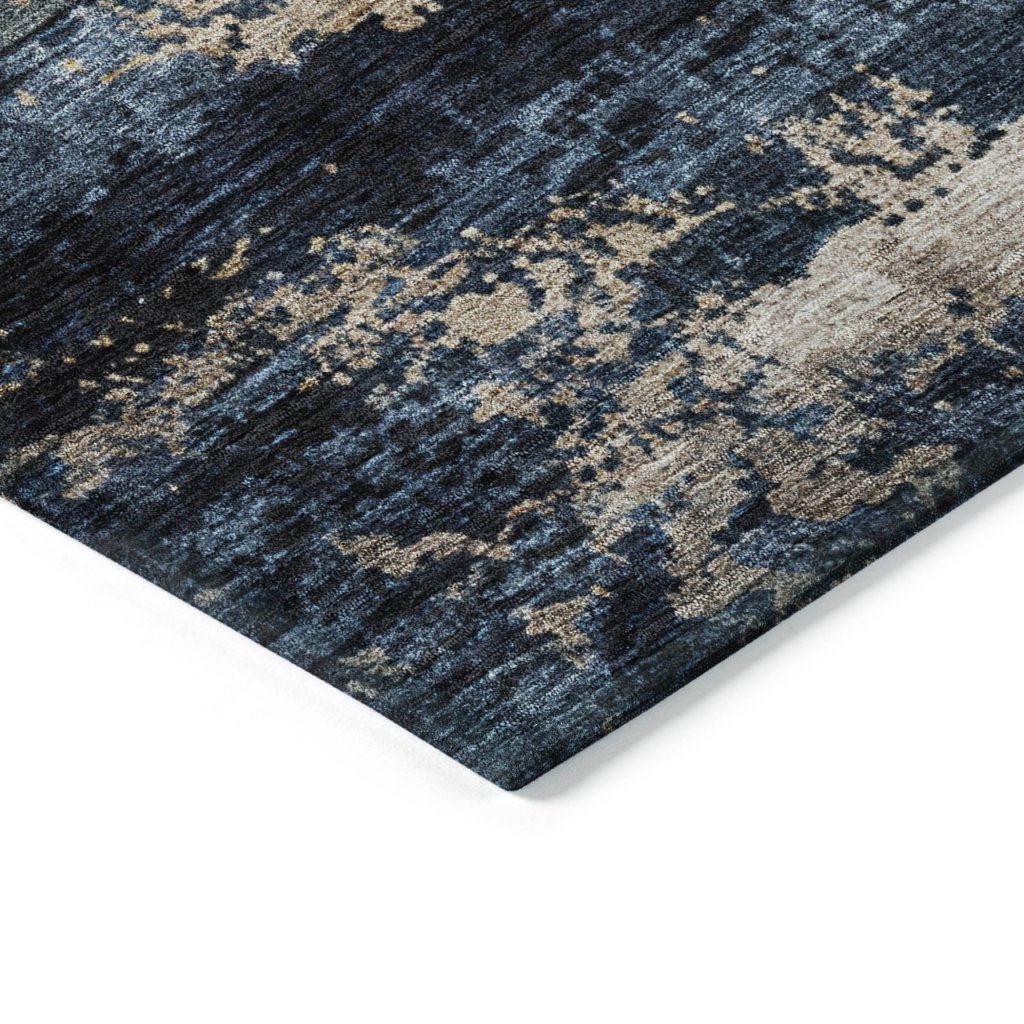 LOOMLAN Rugs Shafira Blue Washable Indoor-Outdoor Rug