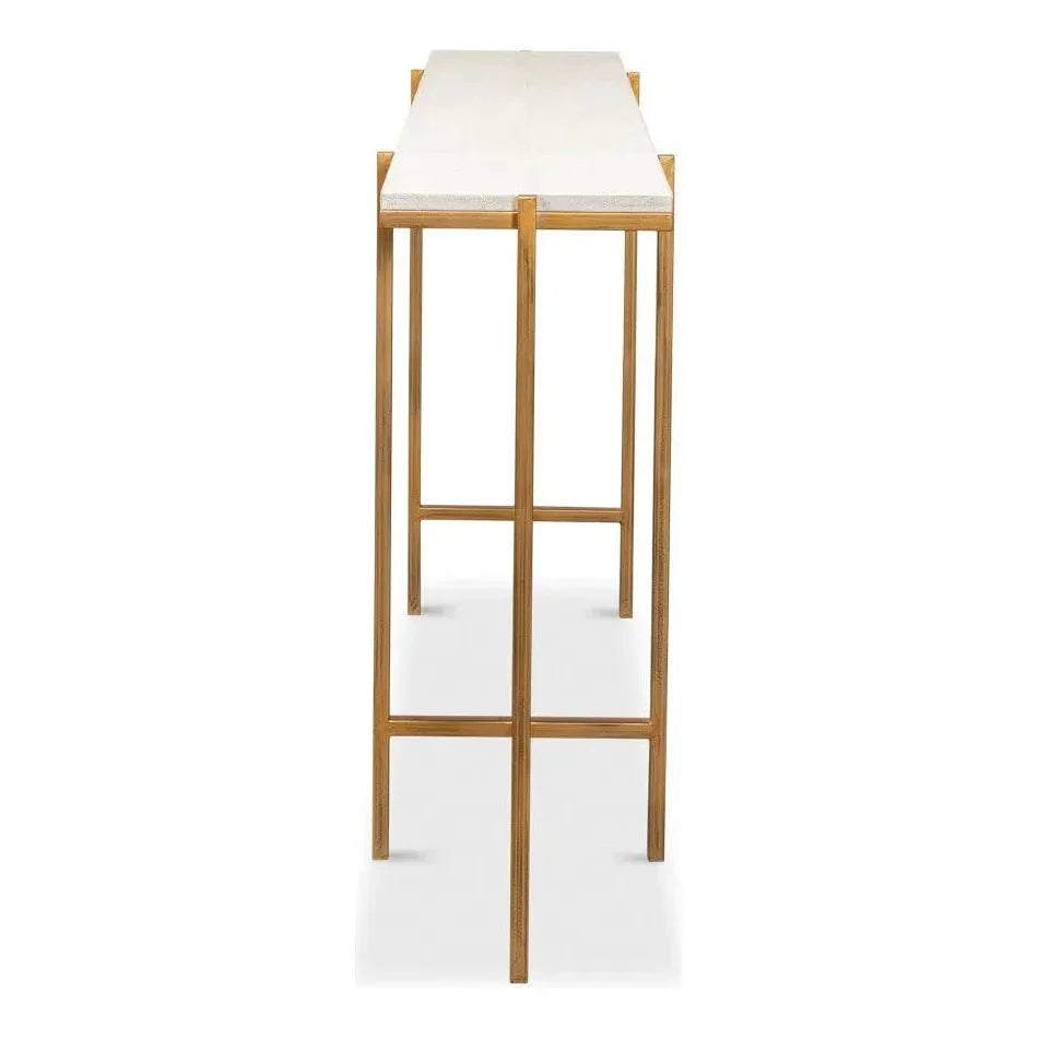 Sarreid Shagreen Console Table Osprey White Leather