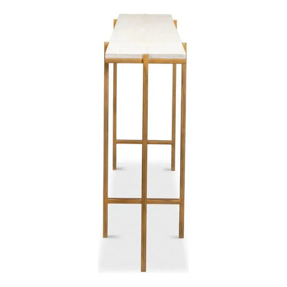 Sarreid Shagreen Console Table Osprey White Leather