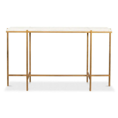 Sarreid Shagreen Console Table Osprey White Leather