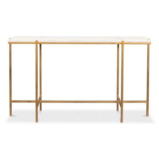 Sarreid Shagreen Console Table Osprey White Leather