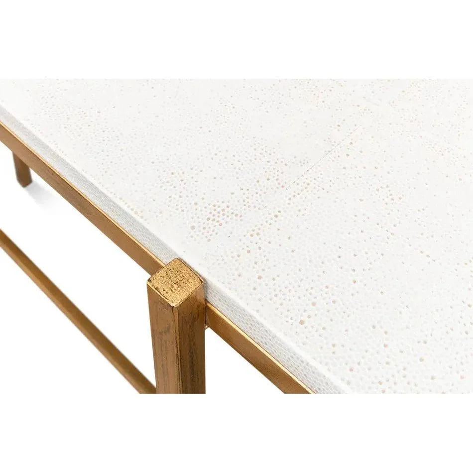 Sarreid Shagreen Console Table Osprey White Leather