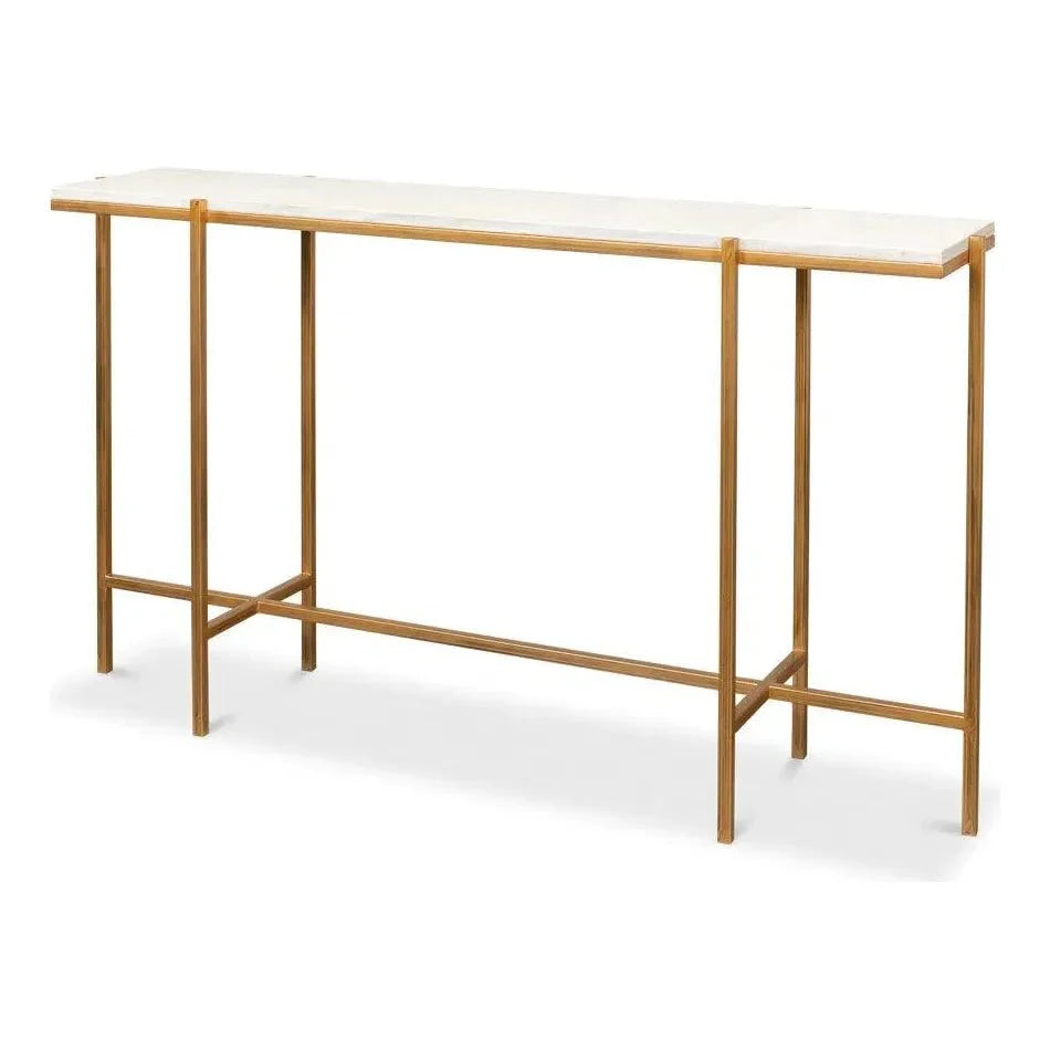 Sarreid Shagreen Console Table Osprey White Leather