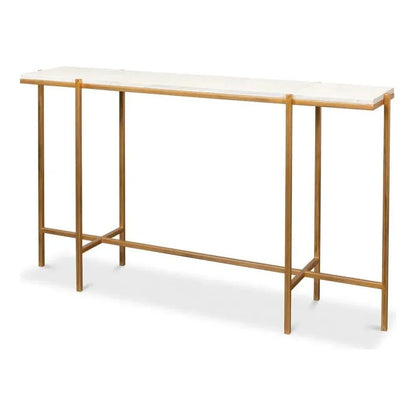 Sarreid Shagreen Console Table Osprey White Leather