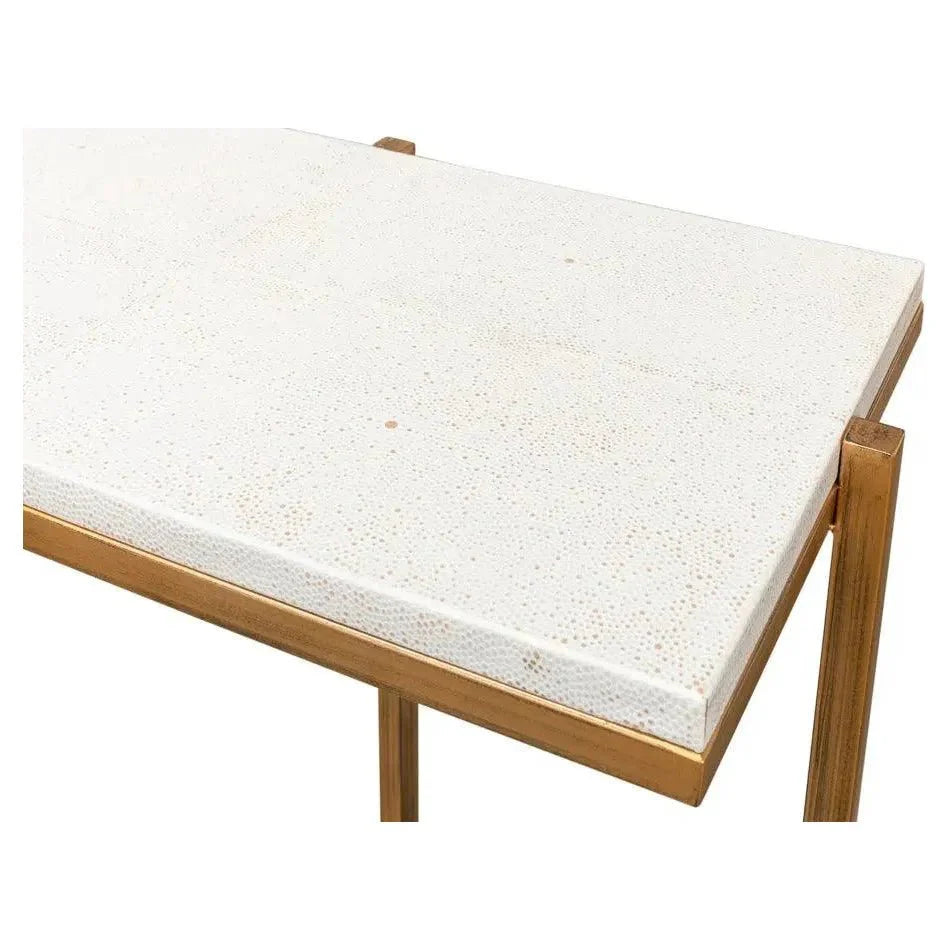 Sarreid Shagreen Console Table Osprey White Leather