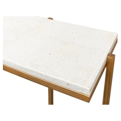 Sarreid Shagreen Console Table Osprey White Leather