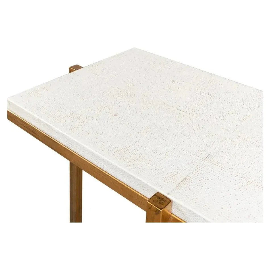 Sarreid Shagreen Console Table Osprey White Leather