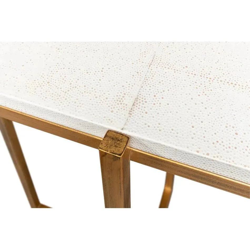 Sarreid Shagreen Console Table Osprey White Leather