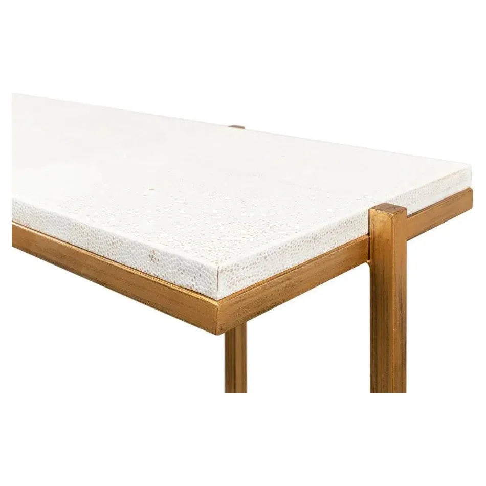 Sarreid Shagreen Console Table Osprey White Leather