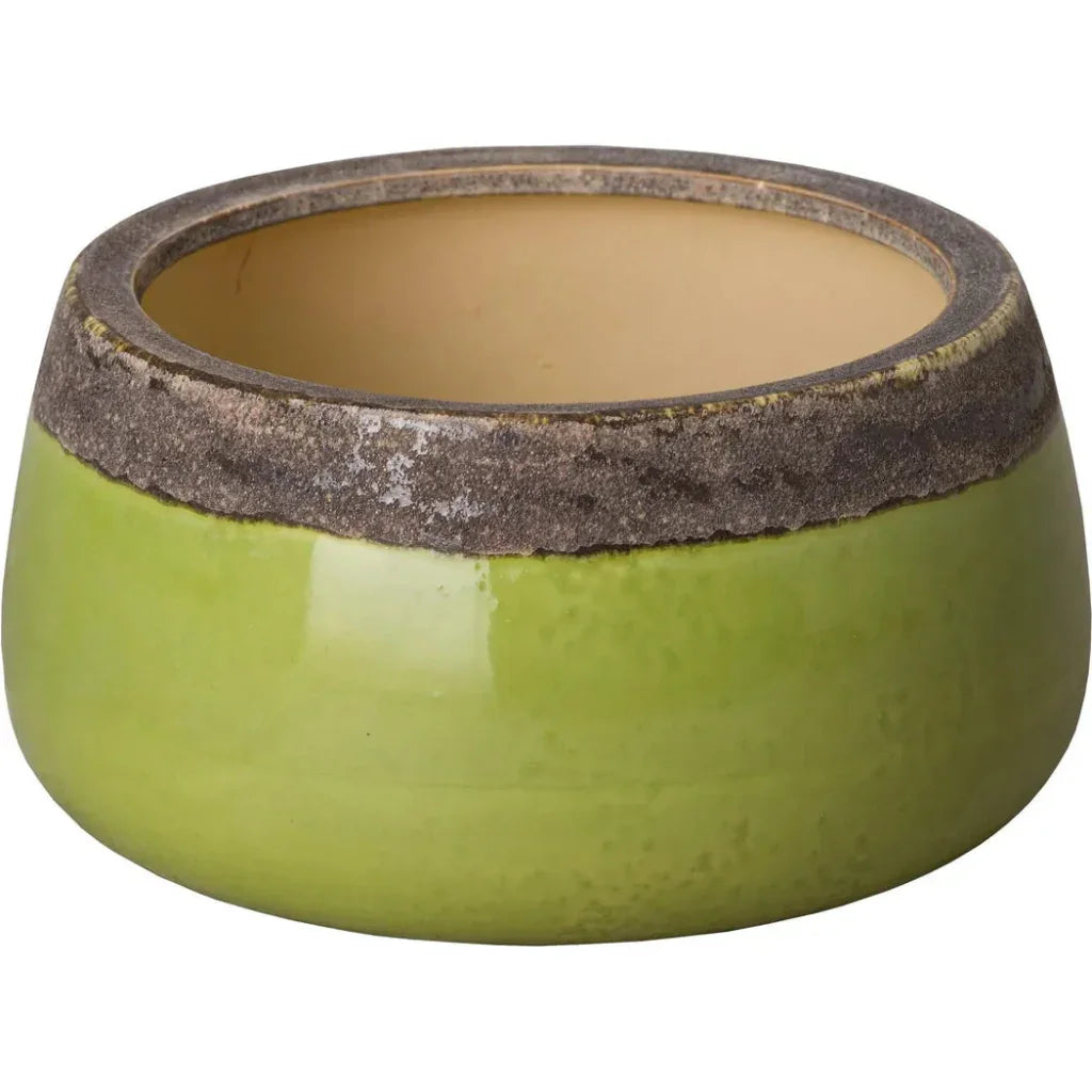 Shallow Ceramic Round Planter - LOOMLAN - Emissary - Planters