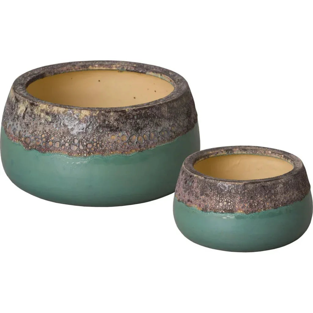 Shallow Ceramic Round Planter - LOOMLAN - Emissary - Planters