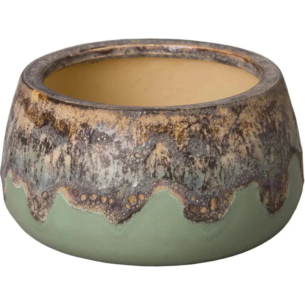 Shallow Ceramic Round Planter - LOOMLAN - Emissary - Planters
