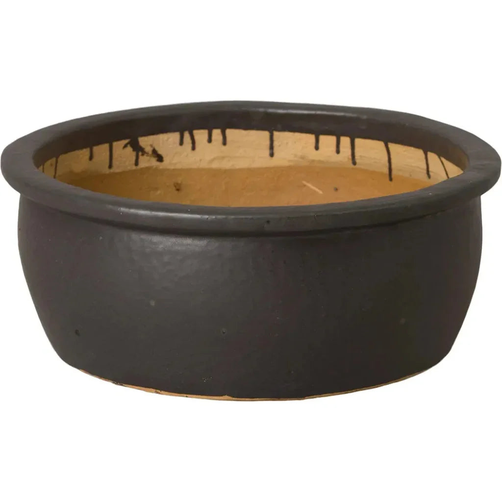 Shallow Round Ceramic Lip Planter