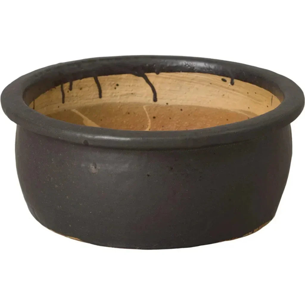 Shallow Round Ceramic Lip Planter