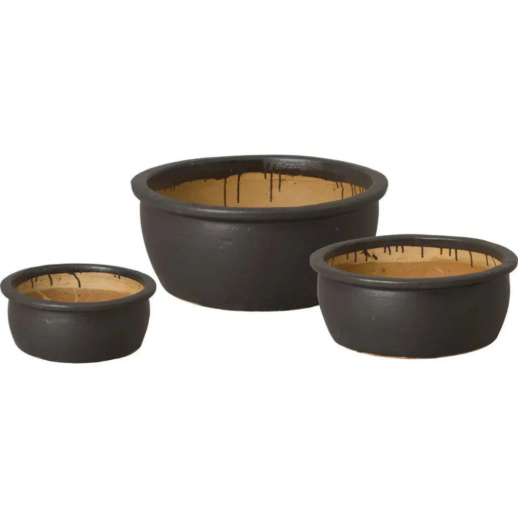 Shallow Round Ceramic Lip Planter