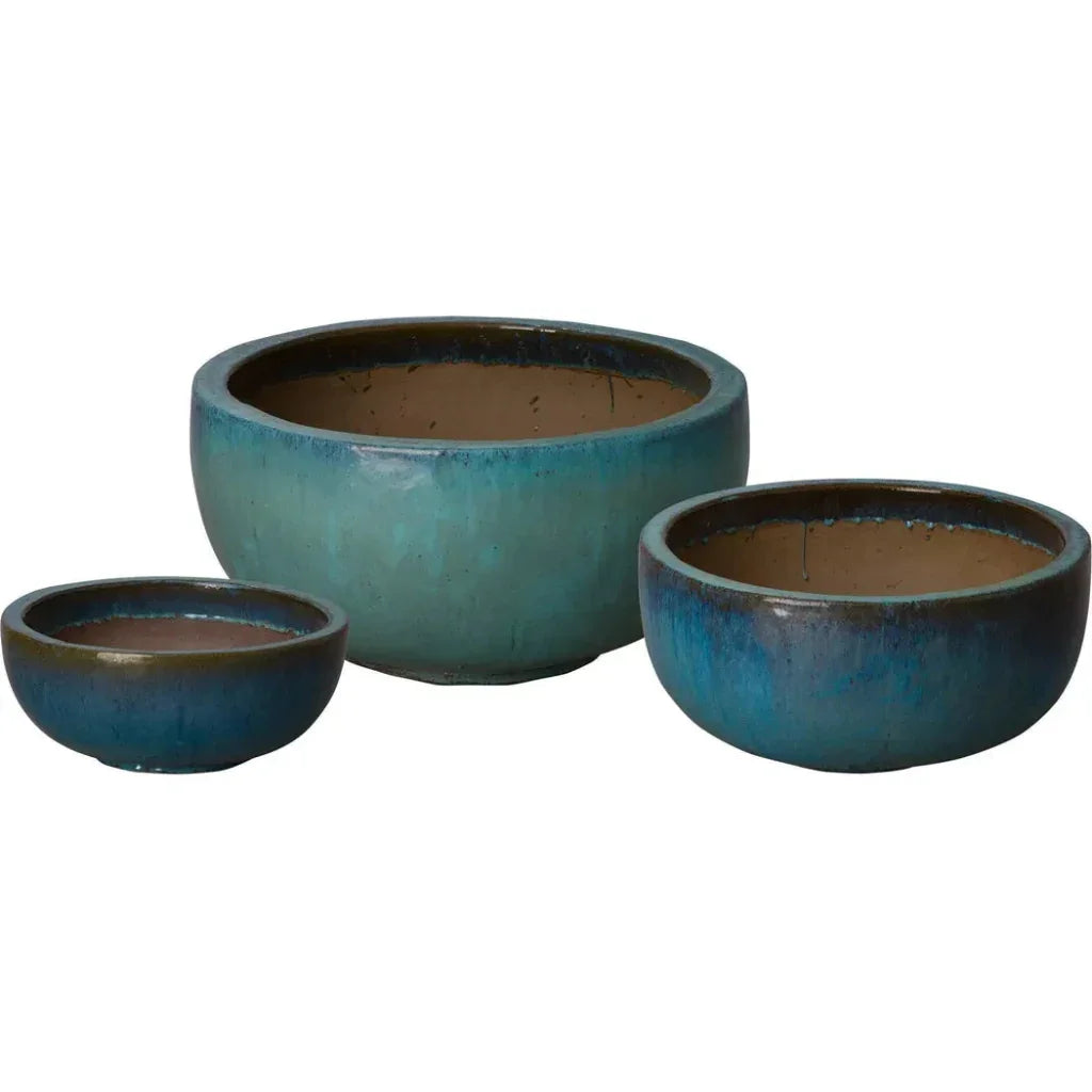 Shallow Round Ceramic Planter - LOOMLAN - Emissary - Planters