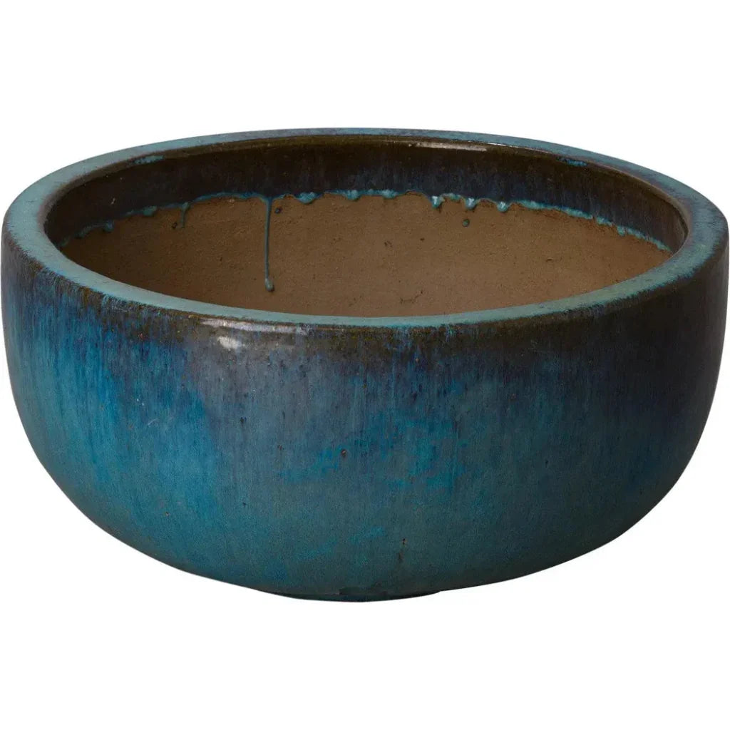 Shallow Round Ceramic Planter