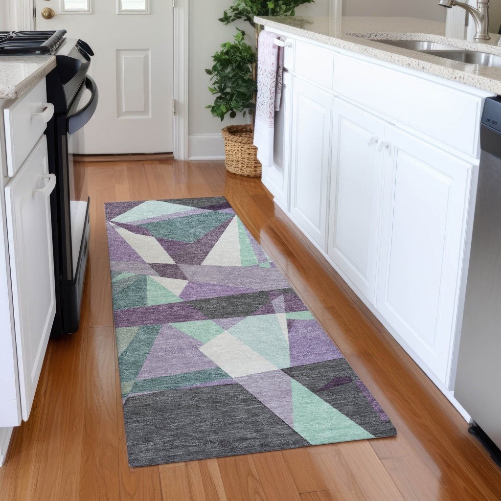LOOMLAN Rugs Shapevia Purple Washable Indoor-Outdoor Rug