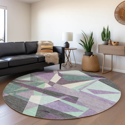 LOOMLAN Rugs Shapevia Purple Washable Indoor-Outdoor Rug