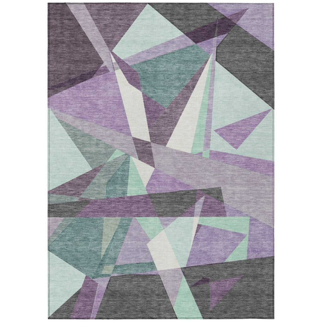 LOOMLAN Rugs Shapevia Purple Washable Indoor-Outdoor Rug