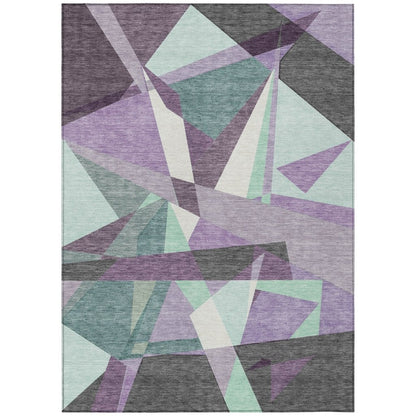 LOOMLAN Rugs Shapevia Purple Washable Indoor-Outdoor Rug