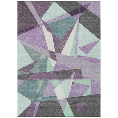 LOOMLAN Rugs Shapevia Purple Washable Indoor-Outdoor Rug