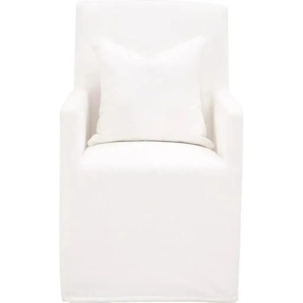 Shelter White Slipcover Arm Chair Casters - LOOMLAN - Essentials For Living - Dining Chairs