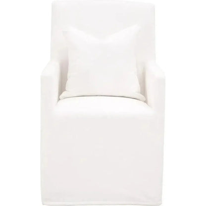 Shelter White Slipcover Arm Chair Casters - LOOMLAN - Essentials For Living - Dining Chairs