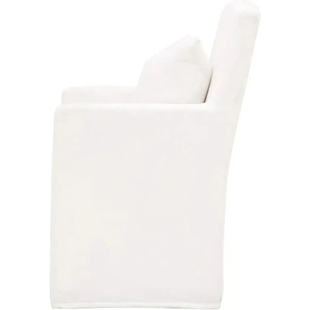 Shelter White Slipcover Arm Chair Casters - LOOMLAN - Essentials For Living - Dining Chairs
