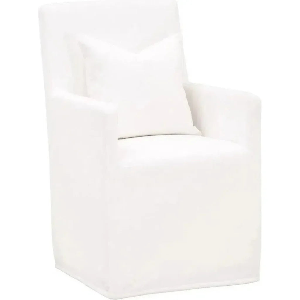 Shelter White Slipcover Arm Chair Casters - LOOMLAN - Essentials For Living - Dining Chairs