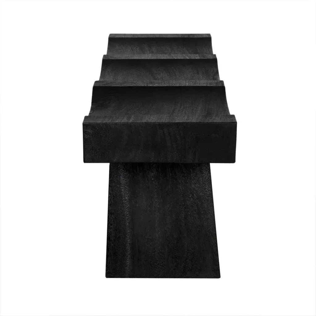 Noir Shibumi Scooped Wooden Dining Bench